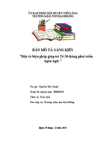 Bản mô tả Sáng kiến Một số biện pháp giúp trẻ 24-36 tháng phát triển ngôn ngữ