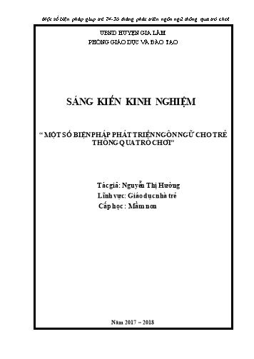 Sáng kiến kinh nghiệm Một số biện pháp giúp trẻ 24-36 tháng phát triển ngôn ngữ thông qua trò chơi