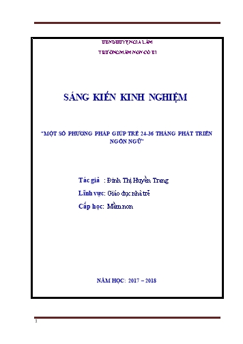 Sáng kiến kinh nghiệm Một số phương pháp giúp trẻ 24-36 tháng phát triển ngôn ngữ