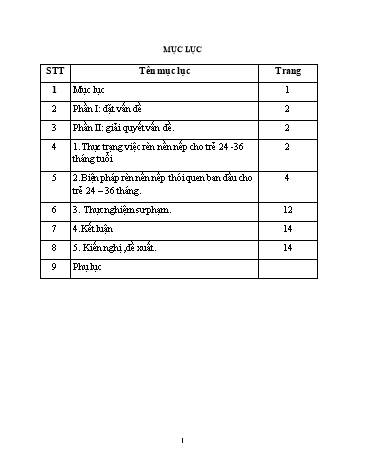 Sáng kiến kinh nghiệm Rèn luyện nề nếp thói quen ban đầu cho trẻ 24-36 tháng tuổi