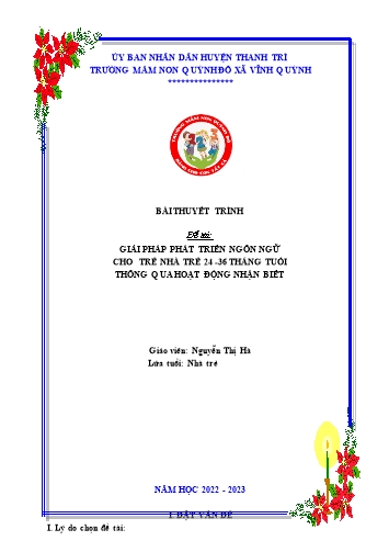 SKKN Giải pháp phát triển ngôn ngữ cho trẻ 24-36 tháng thông qua hoạt động nhận biết