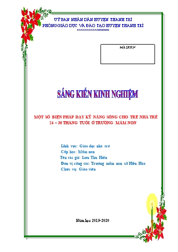 SKKN Một số biện pháp dạy kỹ năng sống cho trẻ 24-36 tháng tuổi trong Trường Mầm non xã Hữu Hòa