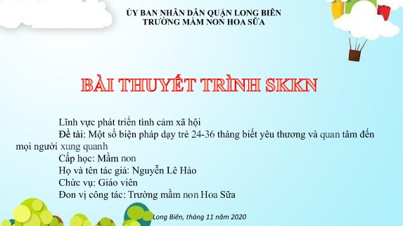 SKKN Một số biện pháp dạy trẻ 24-36 tháng biết yêu thương và quan tâm đến mọi người xung quanh