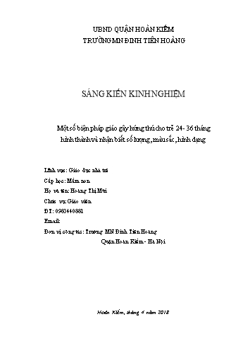 SKKN Một số biện pháp gây hứng thú cho trẻ 24-36 tháng hình thành và nhận biết số lượng, màu sắc, kích thước, hình dạng