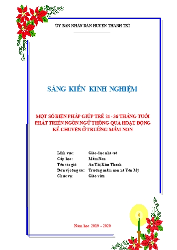 SKKN Một số biện pháp giúp trẻ 24-36 tháng tuổi phát triển ngôn ngữ thông qua hoạt động kể chuyện ở Trường Mầm non xã Yên Mỹ