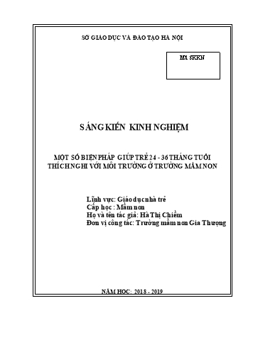 SKKN Một số biện pháp giúp trẻ 24-36 tháng tuổi thích nghi với môi trường ở Trường Mầm non Gia Thượng