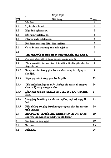 SKKN Một số biện pháp nâng cao chất lượng hoạt động âm nhạc cho trẻ, nhóm trẻ 25-36 tháng tuổi ở Trường Mầm non Nga Bạch, Nga Sơn