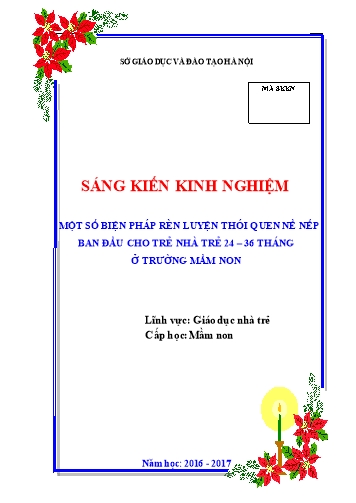 SKKN Một số biện pháp rèn luyện thói quen nề nếp ban đầu cho trẻ 24-36 tháng ở trường mầm non