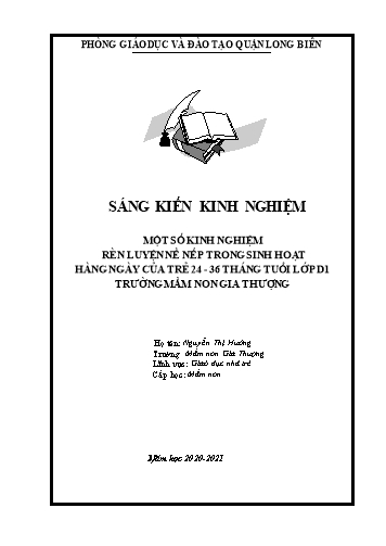 SKKN Một số kinh nghiệm rèn luyện nề nếp trong sinh hoạt hàng ngày cho trẻ 24-36 tháng