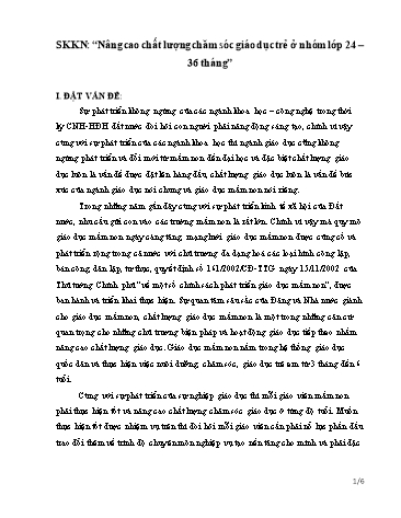SKKN Nâng cao chất lượng chăm sóc giáo dục trẻ ở nhóm lớp 24-36 tháng