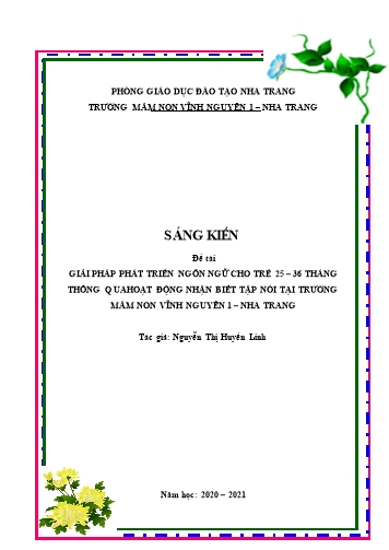 SKKN Giải pháp phát triển ngôn ngữ cho trẻ 25-36 tháng thông qua hoạt động nhận biết tập nói tại Trường