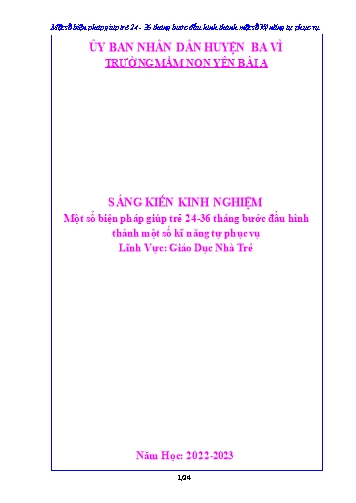 SKKN Một số biện pháp giúp trẻ 24-36 tháng bước đầu hình thành một số kĩ năng tự phục vụ