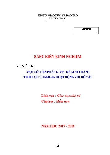 SKKN Một số biện pháp giúp trẻ 24-36 tháng tích cực tham gia hoạt động với đồ vật