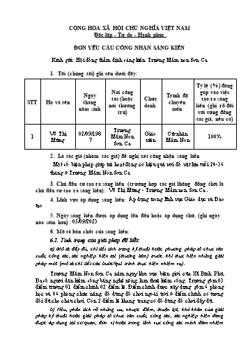 SKKN Một số biện pháp giúp trẻ hoạt động có hiệu quả với đồ vật lứa tuổi 24-36 tháng ở Trường Mầm non Sơn Ca