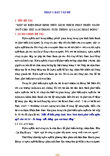 SKKN Một số biện pháp hình thức kích thích phát triển ngôn ngữ cho trẻ 24-36 tháng tuổi thông qua các hoạt động