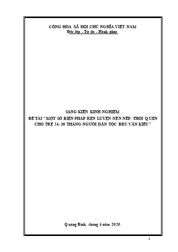 SKKN Một số biện pháp rèn luyện nề nếp, thói quen cho trẻ 24-36 tháng người dân tộc Bru Vân Kiều