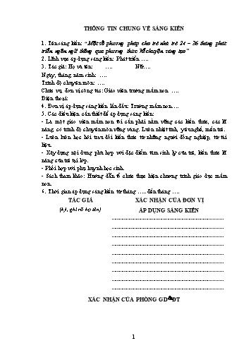 SKKN Một số phương pháp cho trẻ 24-36 tháng phát triển ngôn ngữ thông qua phương thức kể chuyện sáng tạo