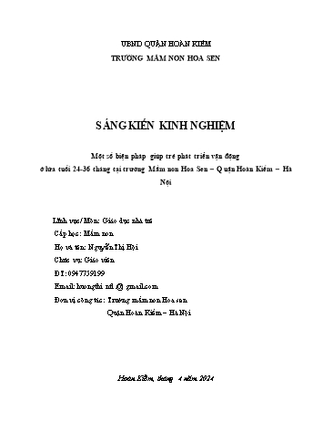 SKKN Một số biện pháp giúp trẻ phát triển vận động ở lứa tuổi 24-36 tháng tại Trường Mầm non Hoa Sen