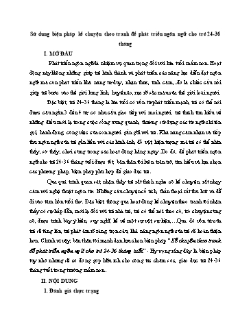 SKKN Sử dụng biện pháp kể chuyện theo tranh để phát triển ngôn ngữ cho trẻ 24-36 tháng