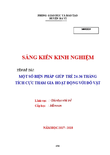 Sáng kiến kinh nghiệm Một số biện pháp giúp trẻ 24-36 tháng tích cực tham gia hoạt động với đồ vật