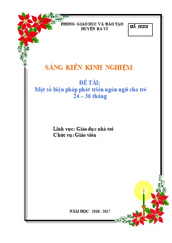 Sáng kiến kinh nghiệm Một số biện pháp phát triển ngôn ngữ cho trẻ 24-36 tháng