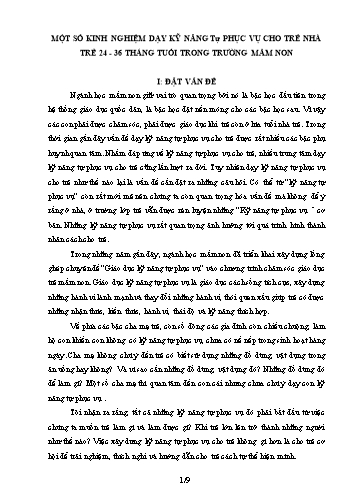 SKKN Một số kinh nghiệm dạy kỹ năng tự phục vụ cho trẻ 24-36 tháng tuổi trong trường mầm non
